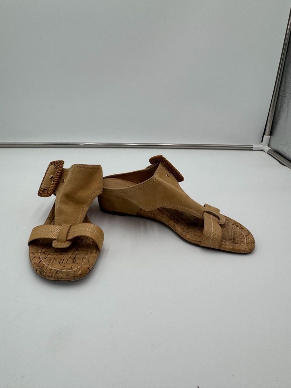 Donald J Pliner Ofelia Sandals Tan Leather Cork Wedge Slide Womens Size 6
